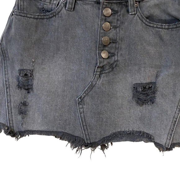 Free People We The Free Distressed Denim Mini Skirt - Picture 5 of 7